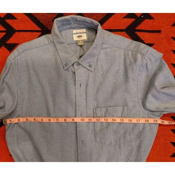 Old Navy Men's Super Soft Cotton Flannel Light Blue Slim Fit Shirt. Size Medium - Picture 9 of 11